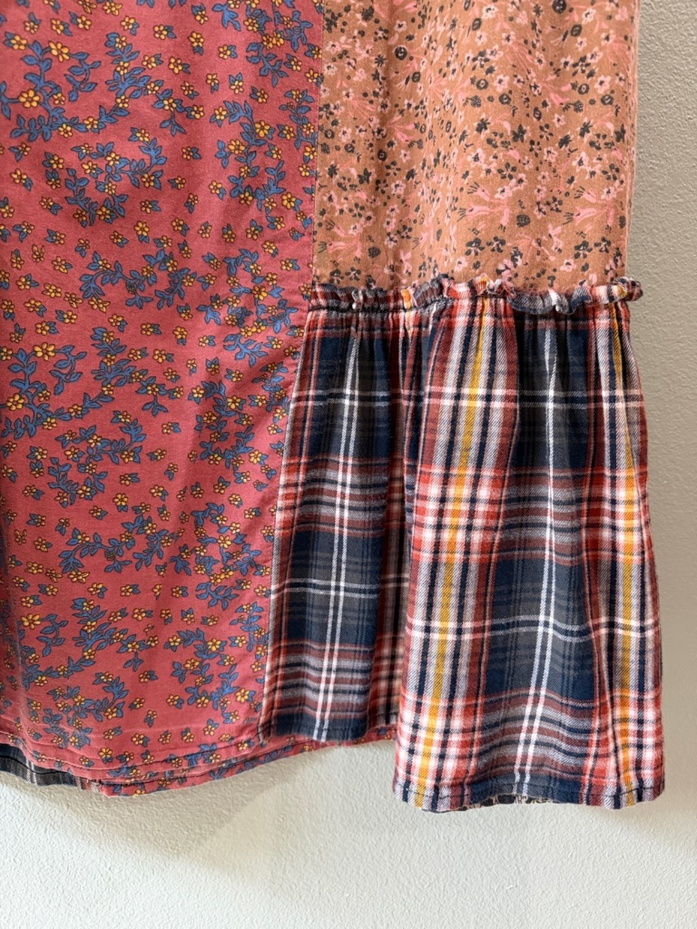 NATURAL LIFE ' Mixed-Print Patchwork Dress - Navy, Rust & Tan - Picture 6 of 9